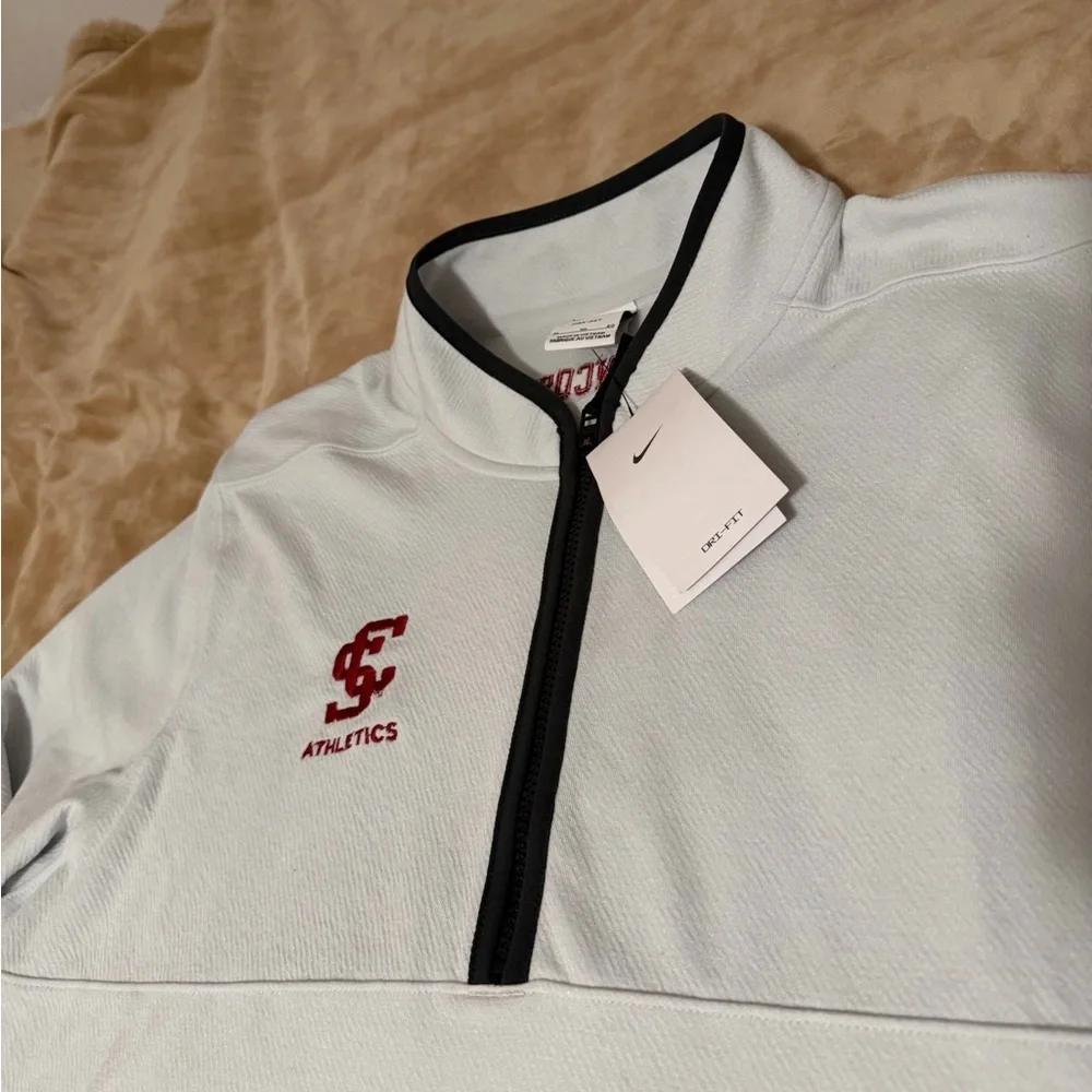 NWT Nike Santa Clara Broncos Gray Quarter-Zip Pullover Red Logo Men’s XL